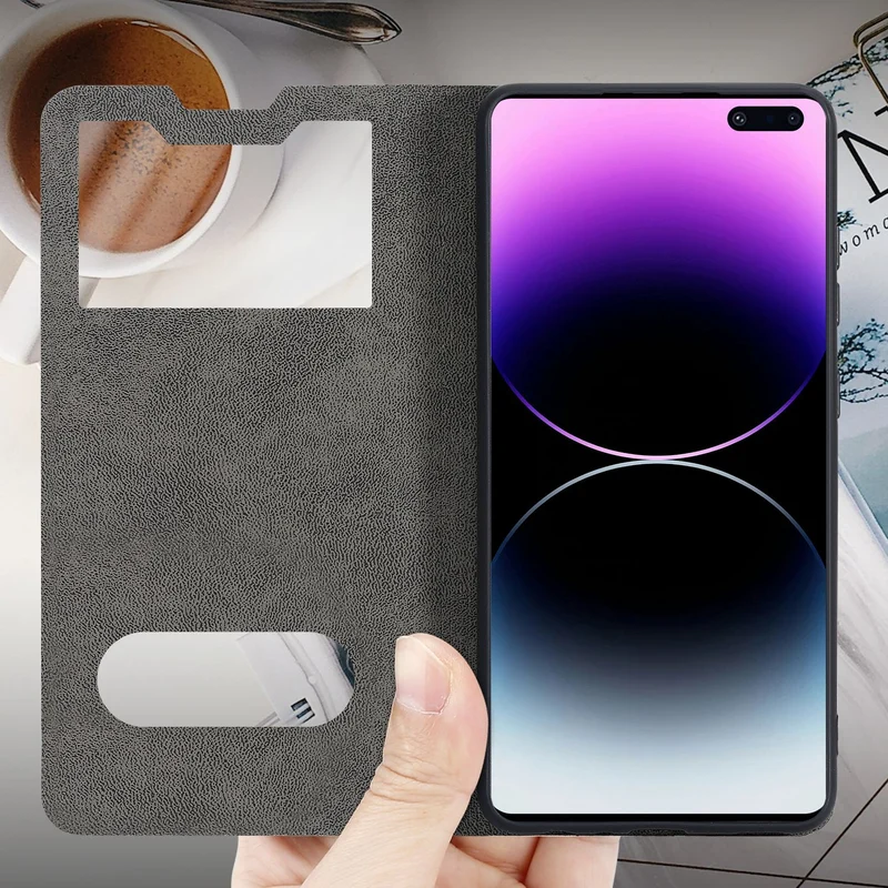 Cadorabo Hülle kompatibel mit Samsung Galaxy S10 5G Schutzhülle mit Magnetverschluss, Standfunktion und 2 Sichtfenstern