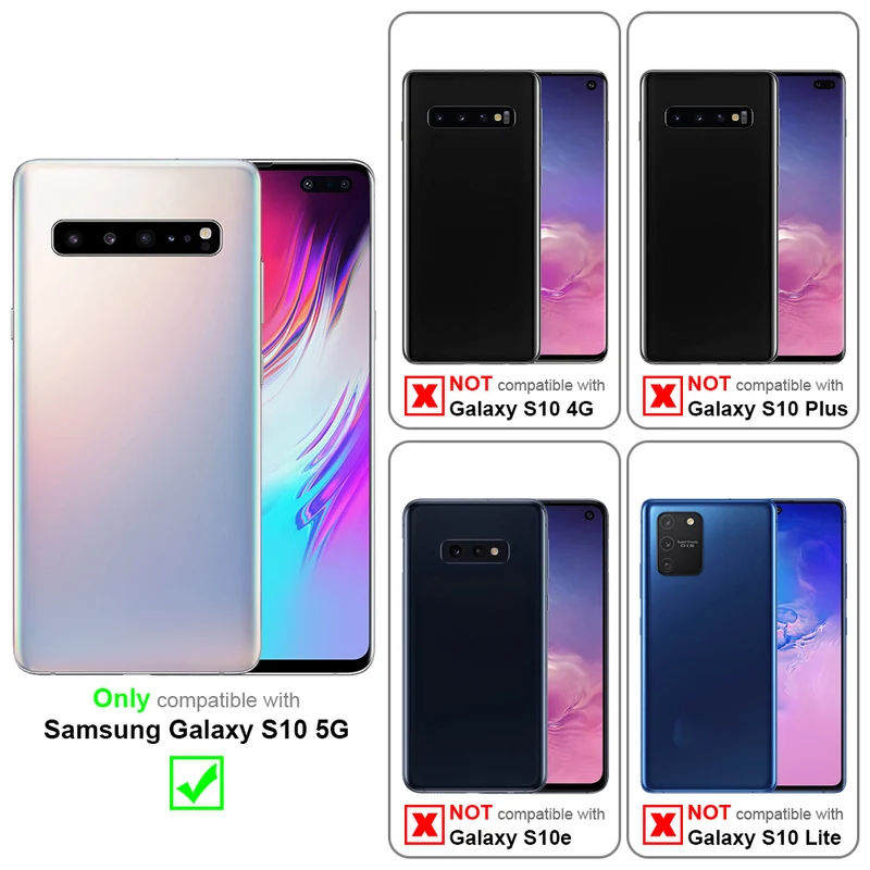 Cadorabo Hülle kompatibel mit Samsung Galaxy S10 5G Schutzhülle mit Magnetverschluss, Standfunktion und 2 Sichtfenstern