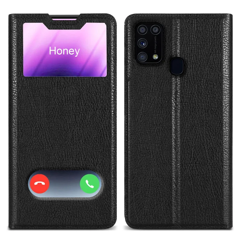 Cadorabo Hülle kompatibel mit Samsung Galaxy M31 Schutzhülle mit Magnetverschluss, Standfunktion und 2 Sichtfenstern