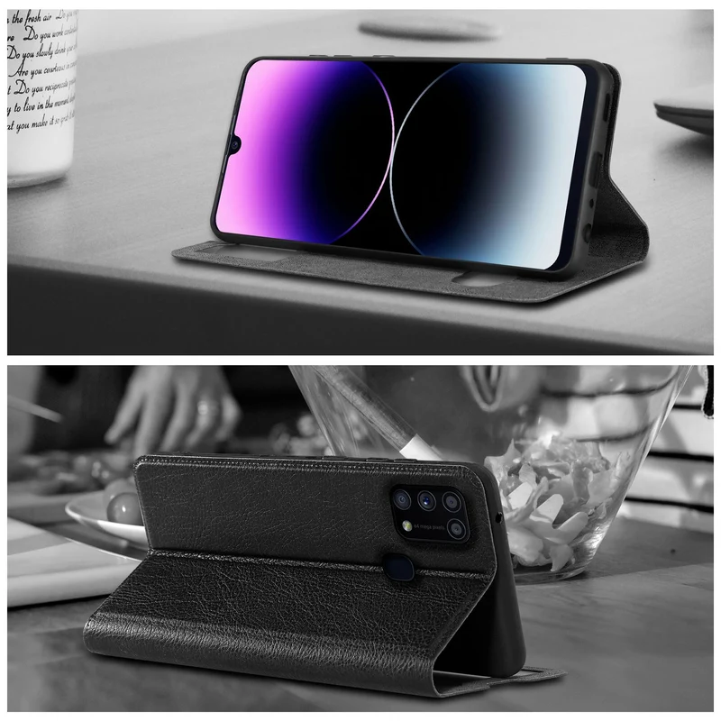 Cadorabo Hülle kompatibel mit Samsung Galaxy M31 Schutzhülle mit Magnetverschluss, Standfunktion und 2 Sichtfenstern