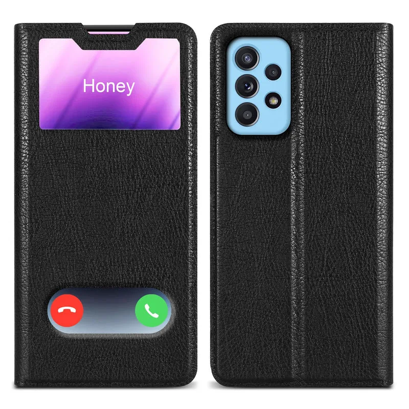 Cadorabo Hülle kompatibel mit Samsung Galaxy A52 (4G / 5G) / A52s Schutzhülle mit Magnetverschluss, Standfunktion und 2 Sichtfenstern