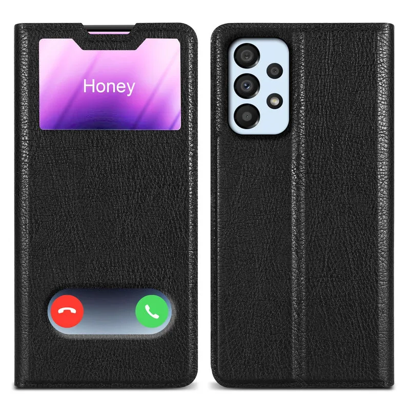 Cadorabo Hülle kompatibel mit Samsung Galaxy A33 5G Schutzhülle mit Magnetverschluss, Standfunktion und 2 Sichtfenstern