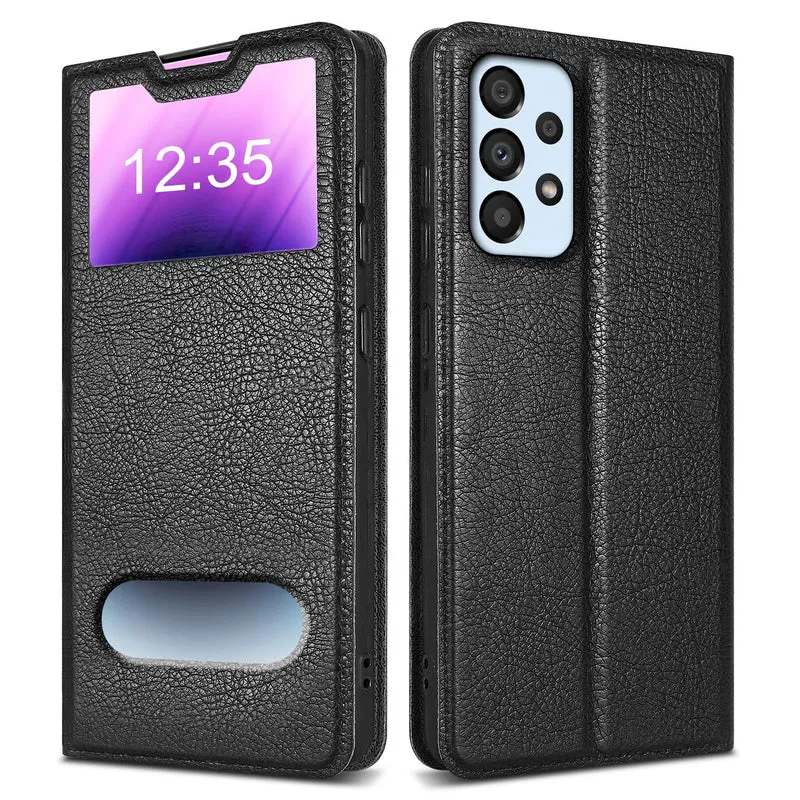 Cadorabo Hülle kompatibel mit Samsung Galaxy A33 5G Schutzhülle mit Magnetverschluss, Standfunktion und 2 Sichtfenstern