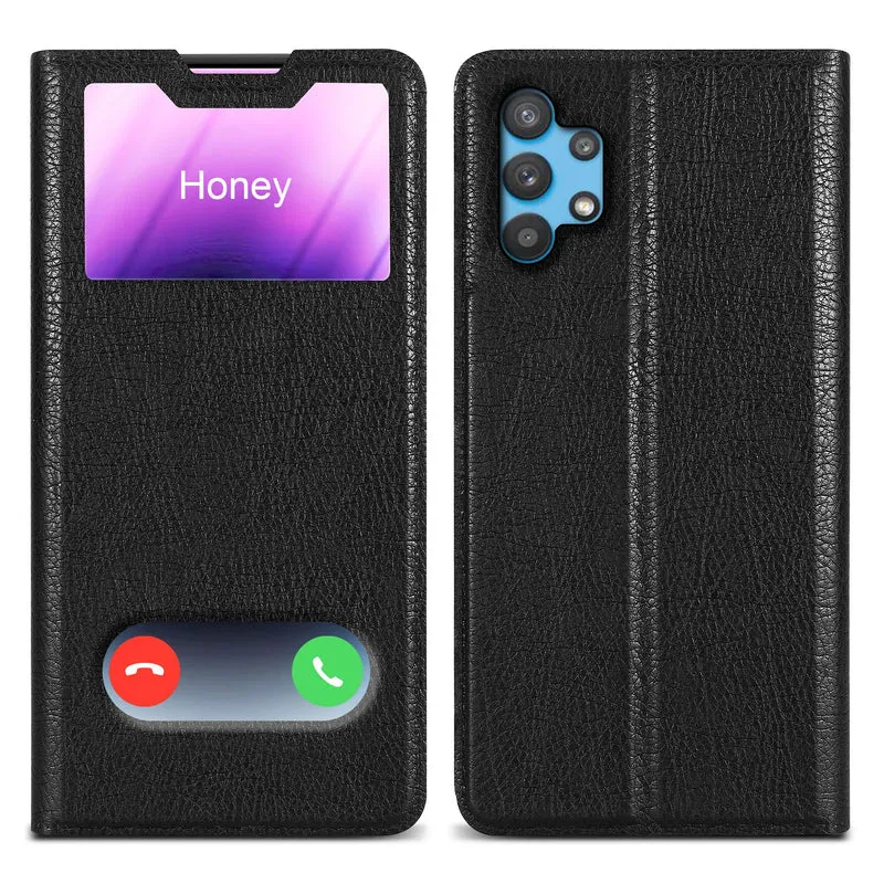 Cadorabo Hülle kompatibel mit Samsung Galaxy A32 5G Schutzhülle mit Magnetverschluss, Standfunktion und 2 Sichtfenstern