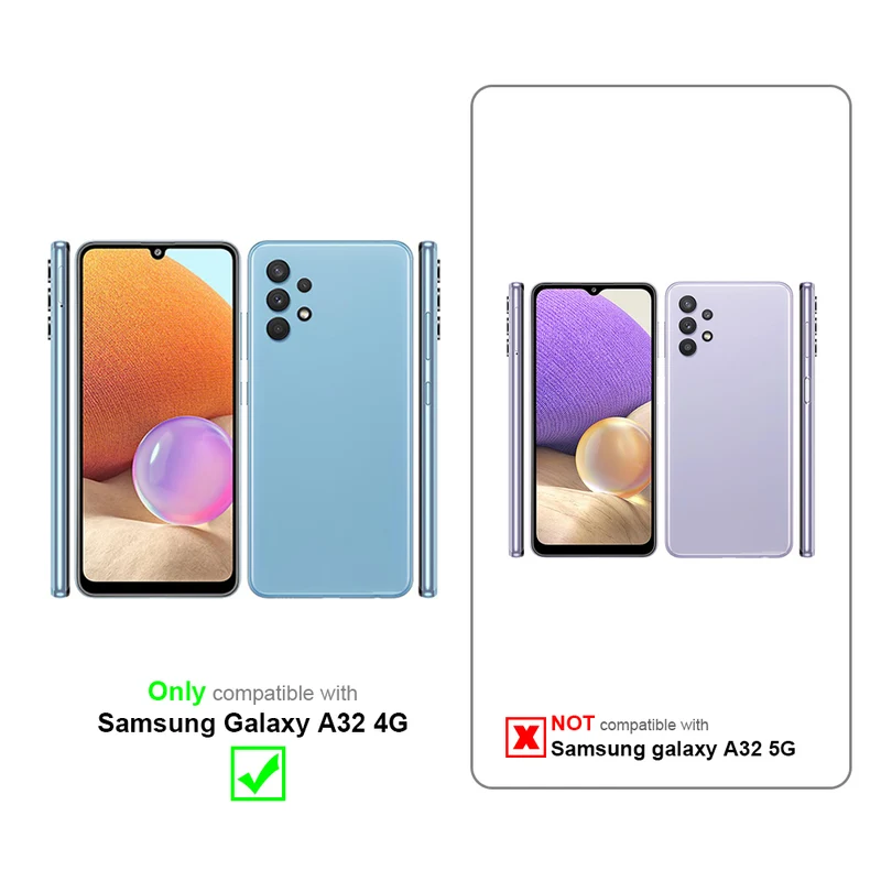 Cadorabo Hülle kompatibel mit Samsung Galaxy A32 4G Schutzhülle mit Magnetverschluss, Standfunktion und 2 Sichtfenstern