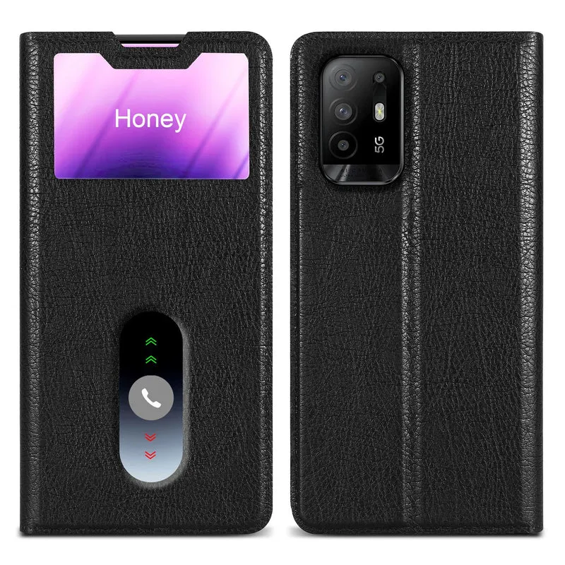 Cadorabo Hülle kompatibel mit Oppo A94 5G Schutzhülle mit Magnetverschluss, Standfunktion und 2 Sichtfenstern