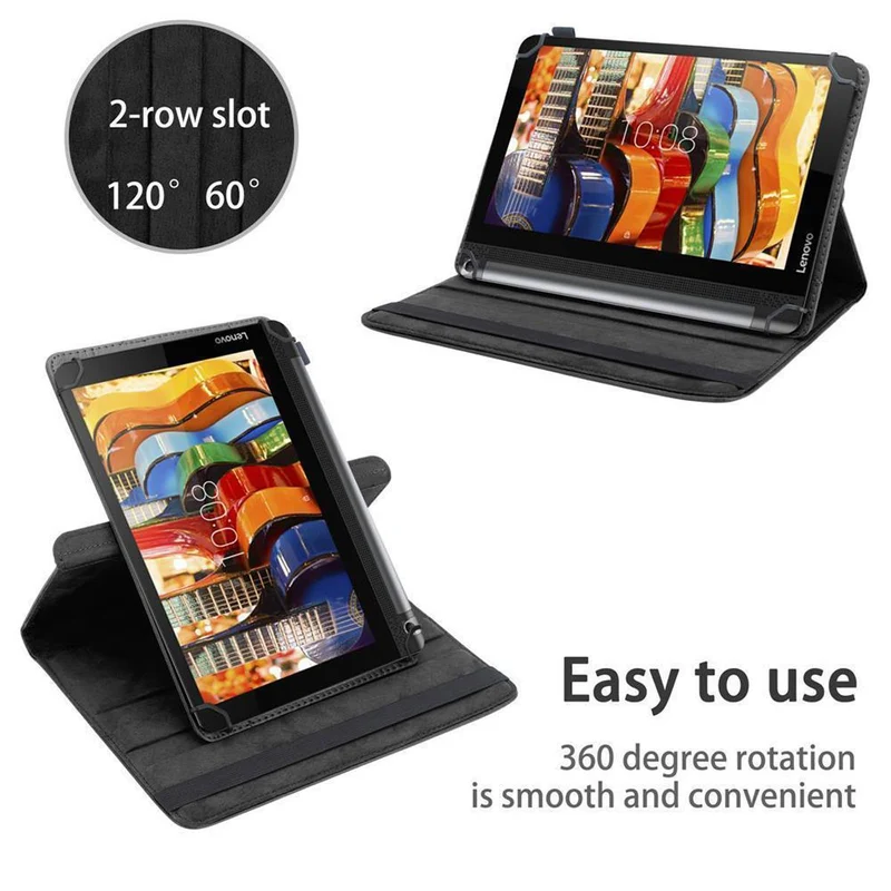 Cadorabo Tablet Hülle kompatibel mit Lenovo Yoga Tab 2 (10.1 Zoll) 360 Grad Schutzhülle aus Kunstleder mit Standfunktion und Gummiband