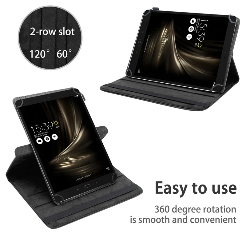 Cadorabo Tablet Hülle kompatibel mit Asus ZenPad 3S 10 (9.7 Zoll) 360 Grad Schutzhülle aus Kunstleder mit Standfunktion und Gummiband
