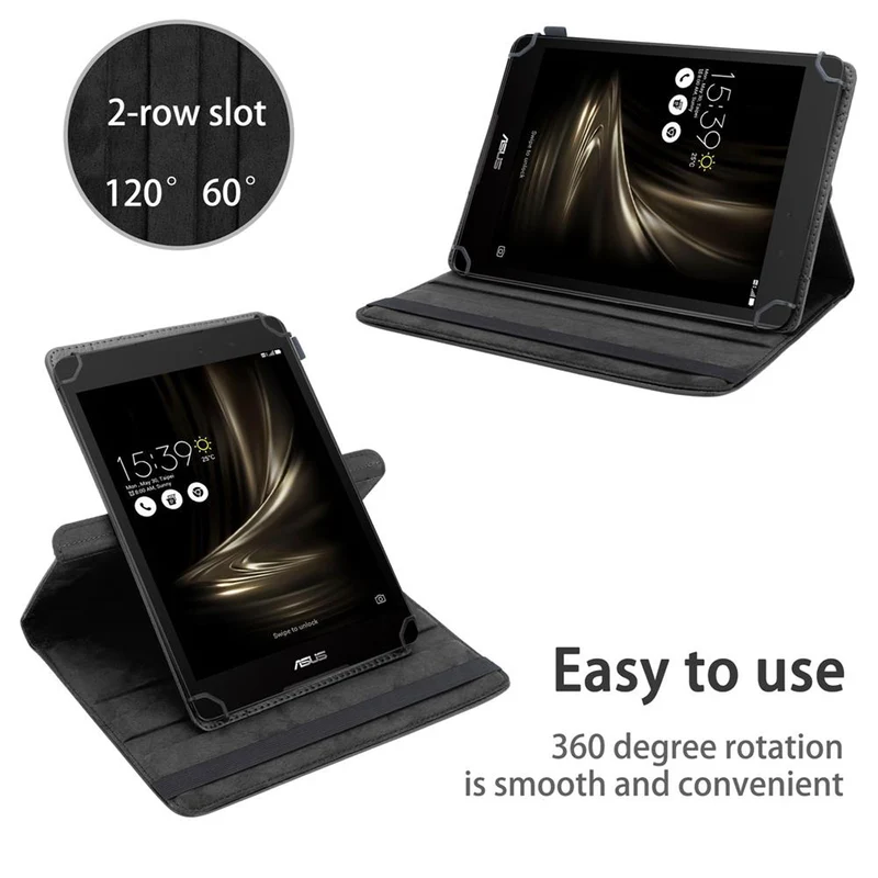 Cadorabo Tablet Hülle kompatibel mit Asus Zenpad 3 (8.0 Zoll) 360 Grad Schutzhülle aus Kunstleder mit Standfunktion und Gummiband