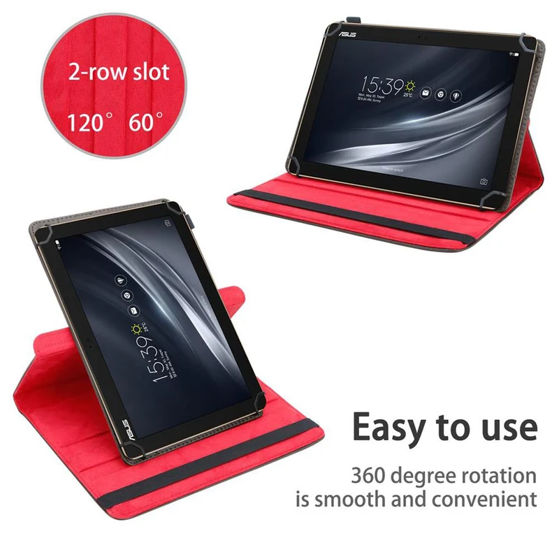 Cadorabo Tablet Hülle kompatibel mit Asus ZenPad 10 (10.1 Zoll) 360 Grad Schutzhülle aus Kunstleder mit Standfunktion und Gummiband