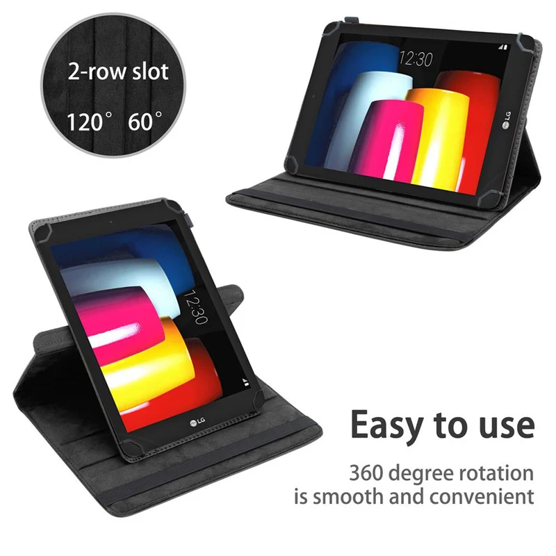 Cadorabo Tablet Hülle kompatibel mit LG G Pad IV (8.0 Zoll) 360 Grad Schutzhülle aus Kunstleder mit Standfunktion und Gummiband