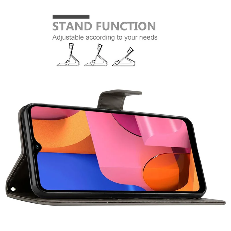 Cadorabo Hülle kompatibel mit Samsung Galaxy A21 Schutzhülle im Blumen Design mit Magnetverschluss, Standfunktion und Kartenfächern