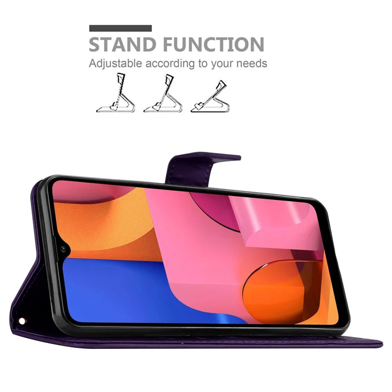 Cadorabo Hülle kompatibel mit Samsung Galaxy A21 Schutzhülle im Blumen Design mit Magnetverschluss, Standfunktion und Kartenfächern