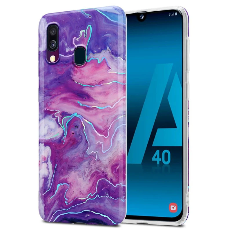Cadorabo Hülle kompatibel mit Samsung Galaxy A40 Schutzhülle aus TPU Silikon mit Muster Mosaik