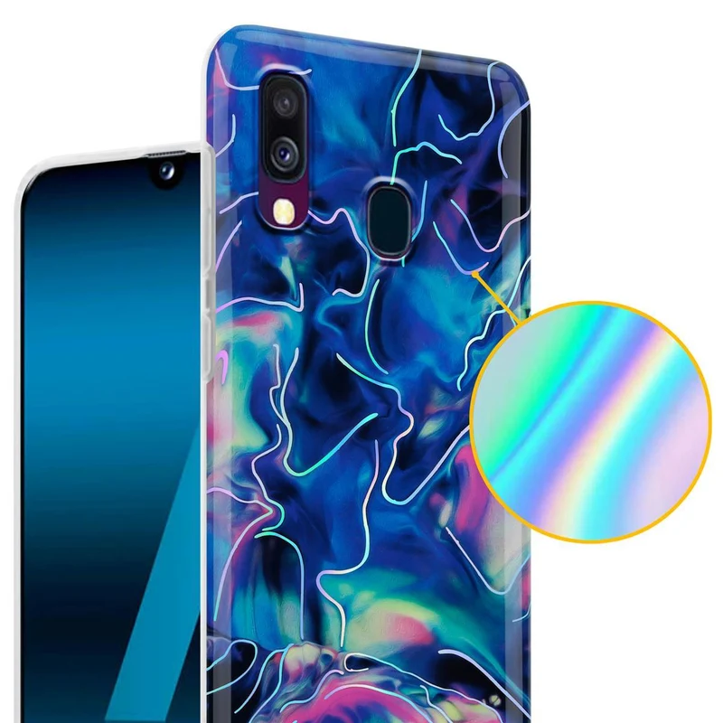 Cadorabo Hülle kompatibel mit Samsung Galaxy A40 Schutzhülle aus TPU Silikon mit Muster Mosaik