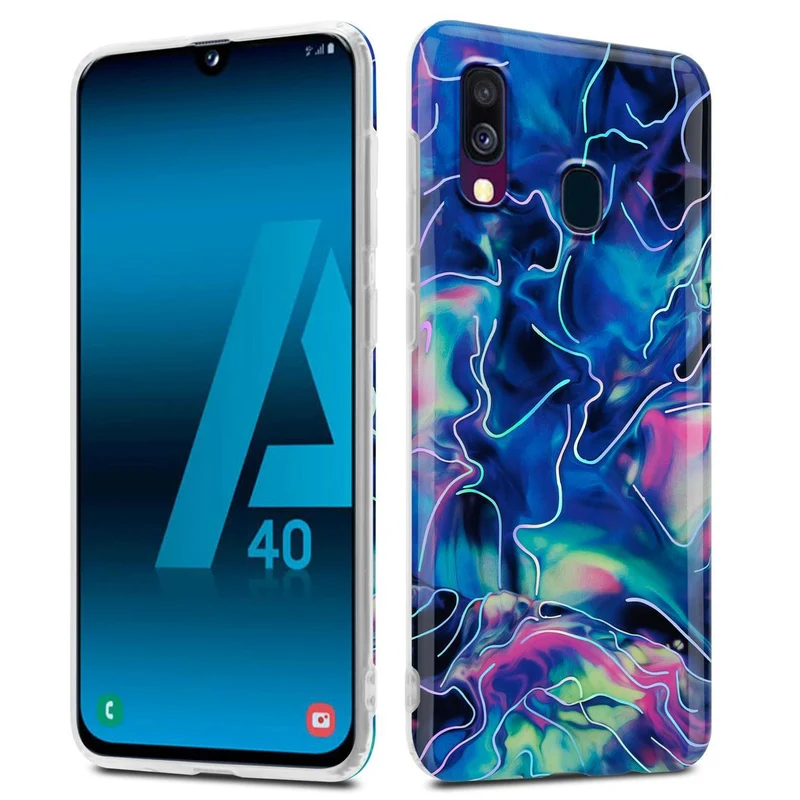 Cadorabo Hülle kompatibel mit Samsung Galaxy A40 Schutzhülle aus TPU Silikon mit Muster Mosaik