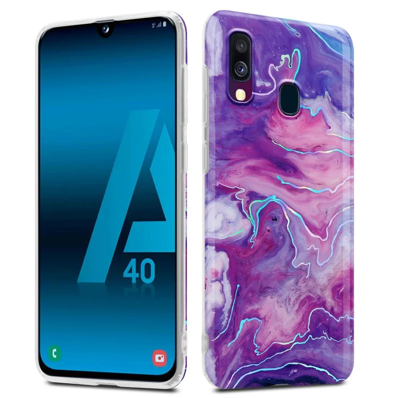 Cadorabo Hülle kompatibel mit Samsung Galaxy A40 Schutzhülle aus TPU Silikon mit Muster Mosaik