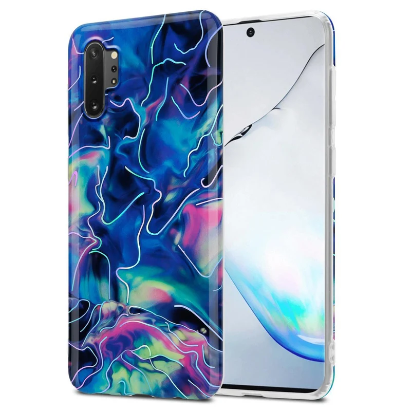 Cadorabo Hülle kompatibel mit Samsung Galaxy NOTE 10 PLUS Schutzhülle aus TPU Silikon mit Muster Mosaik