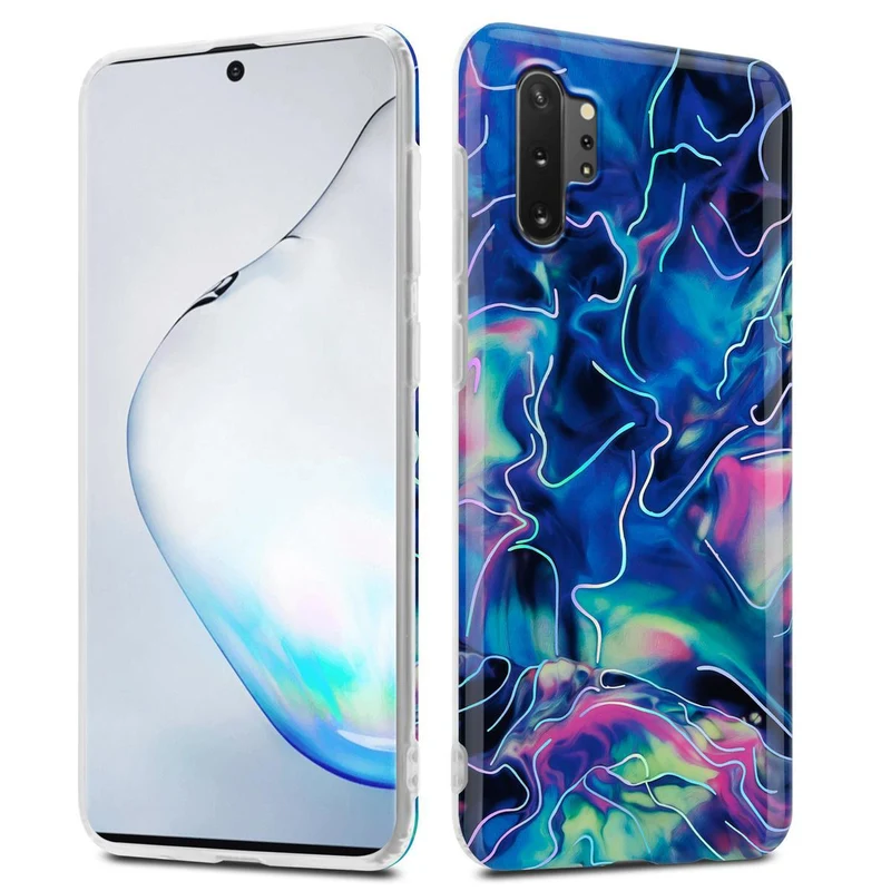 Cadorabo Hülle kompatibel mit Samsung Galaxy NOTE 10 PLUS Schutzhülle aus TPU Silikon mit Muster Mosaik