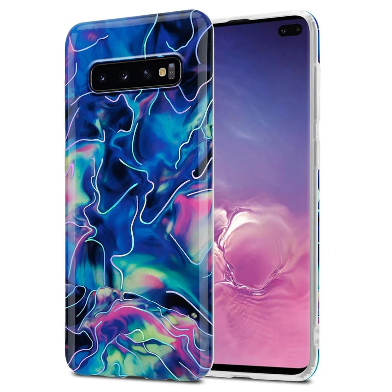 Cadorabo Hülle kompatibel mit Samsung Galaxy S10 PLUS Schutzhülle aus TPU Silikon mit Muster Mosaik