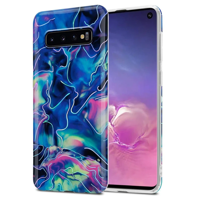 Cadorabo Hülle kompatibel mit Samsung Galaxy S10 4G Schutzhülle aus TPU Silikon mit Muster Mosaik