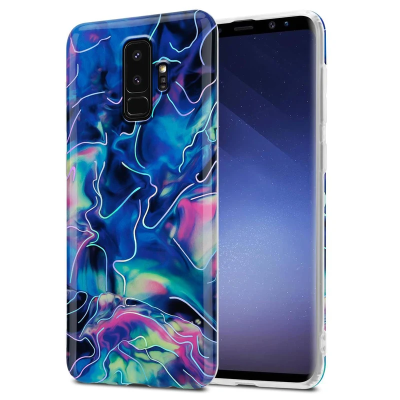 Cadorabo Hülle kompatibel mit Samsung Galaxy S9 PLUS Schutzhülle aus TPU Silikon mit Muster Mosaik