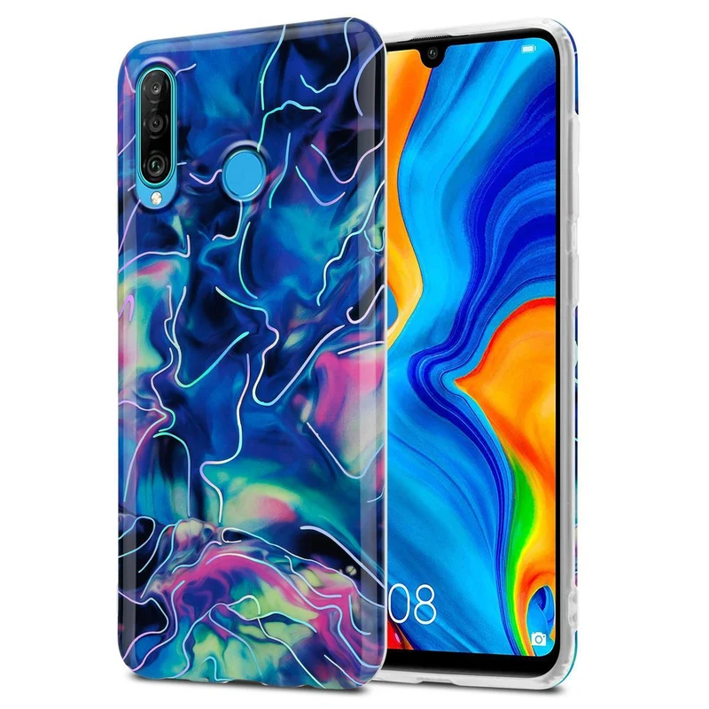 Cadorabo Hülle kompatibel mit Huawei P30 LITE Schutzhülle aus TPU Silikon mit Muster Mosaik