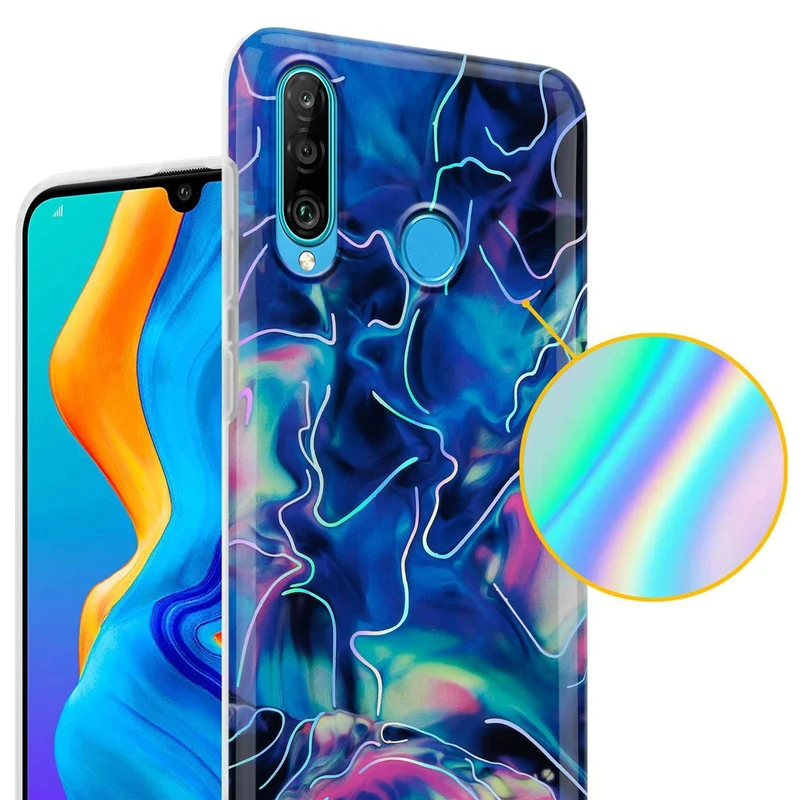 Cadorabo Hülle kompatibel mit Huawei P30 LITE Schutzhülle aus TPU Silikon mit Muster Mosaik