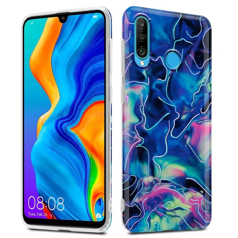Cadorabo Hülle kompatibel mit Huawei P30 LITE Schutzhülle aus TPU Silikon mit Muster Mosaik