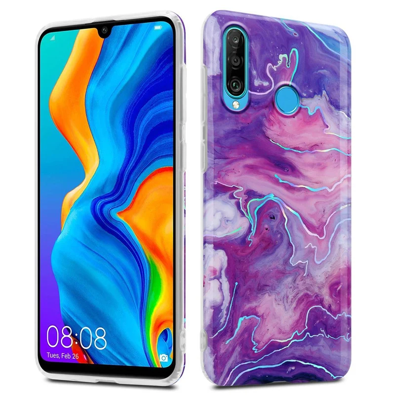 Cadorabo Hülle kompatibel mit Huawei P30 LITE Schutzhülle aus TPU Silikon mit Muster Mosaik