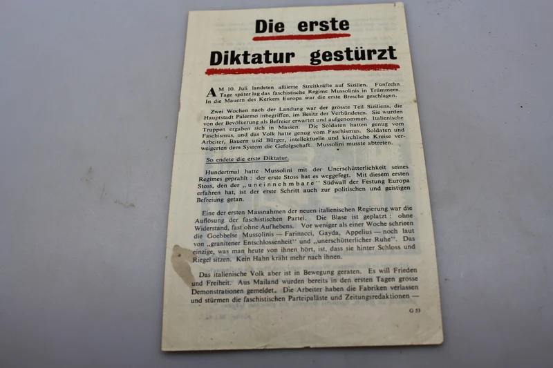 „Die erste Diktatur Gesturz“ Propaganda-Flugblatt