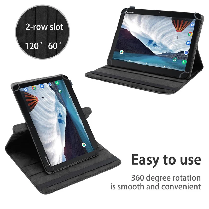 Cadorabo Tablet Hülle kompatibel mit Acepad A140 (10.1 Zoll) 360 Grad Schutzhülle aus Kunstleder mit Standfunktion und Gummiband