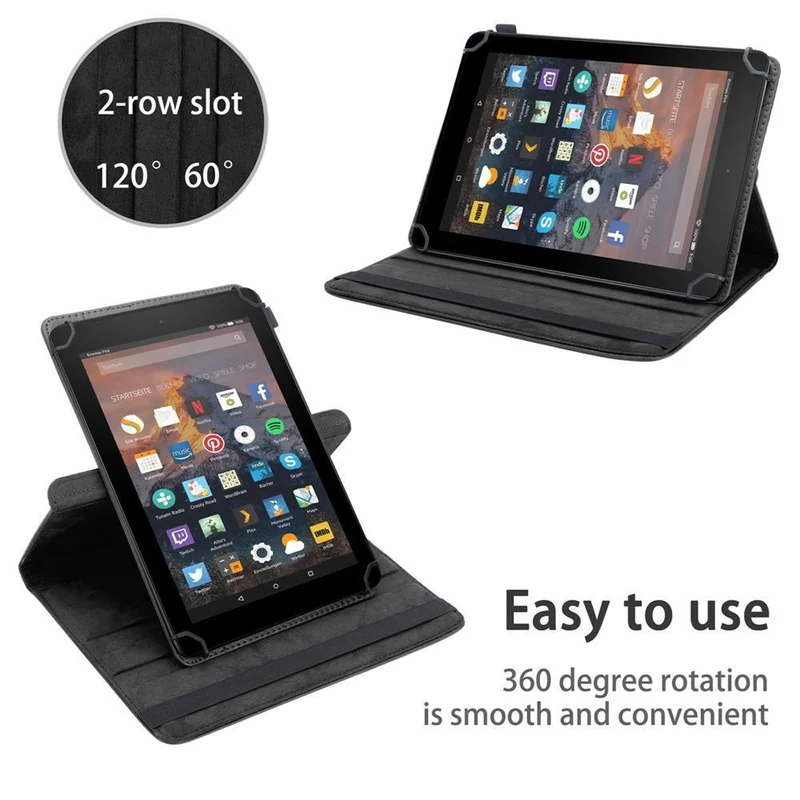 Cadorabo Tablet Hülle kompatibel mit Kindle FIRE HD 10 2017 (7. Gen.) 360 Grad Schutzhülle aus Kunstleder mit Standfunktion und Gummiband