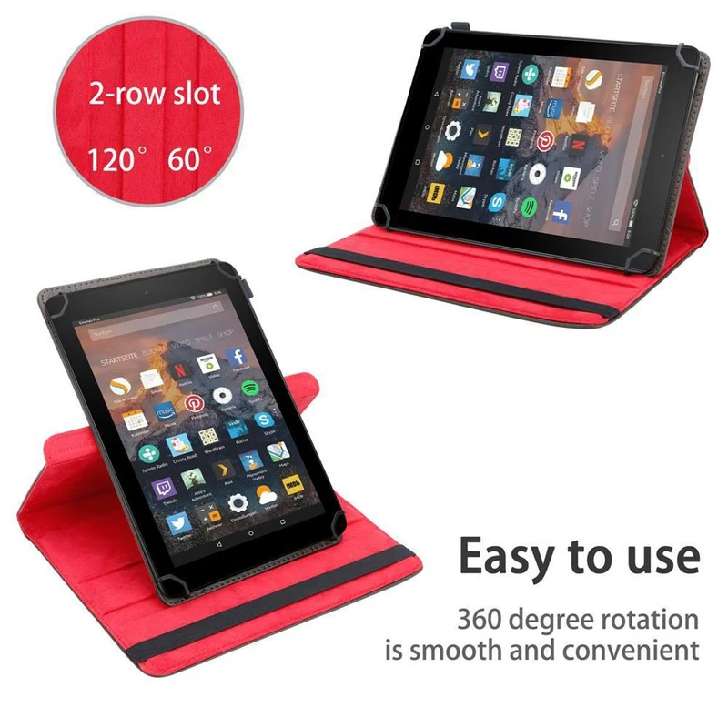 Cadorabo Tablet Hülle kompatibel mit Kindle FIRE HD 8 2017 / 2018 (7. und 8. Gen.) 360 Grad Schutzhülle aus Kunstleder mit Standfunktion und Gummiband