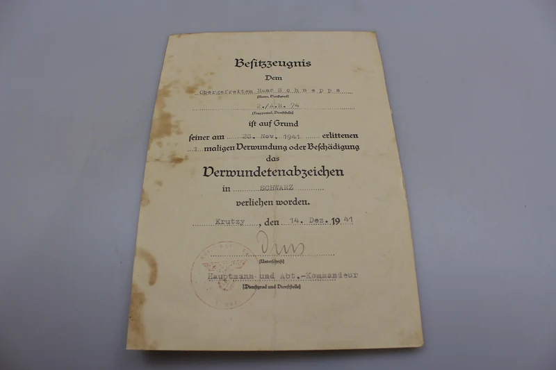 Verwundetenzertifikat der dritten Klasse