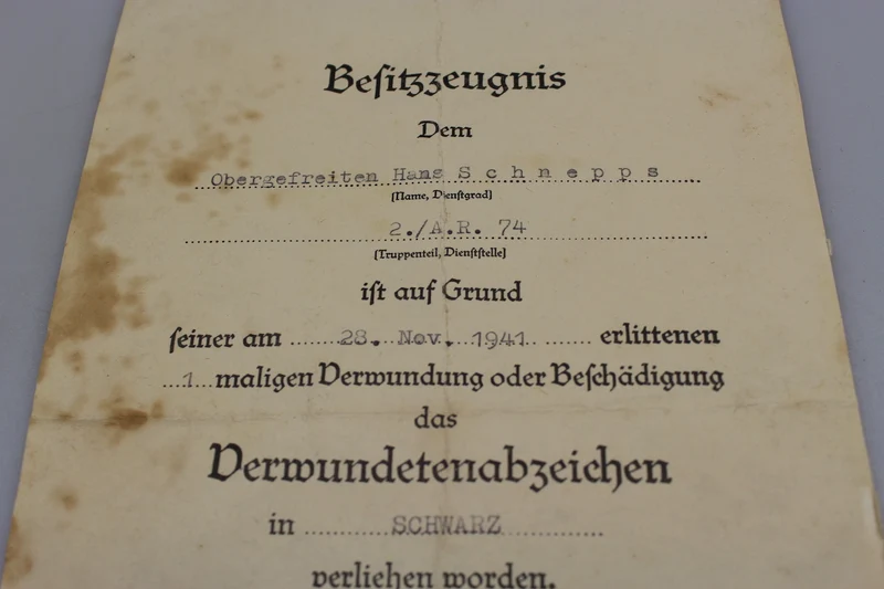 Verwundetenzertifikat der dritten Klasse