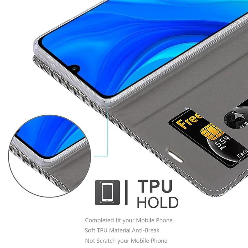 Cadorabo Hülle kompatibel mit Huawei P SMART 2020 Schutzhülle mit Magnetverschluss, Standfunktion und Kartenfach