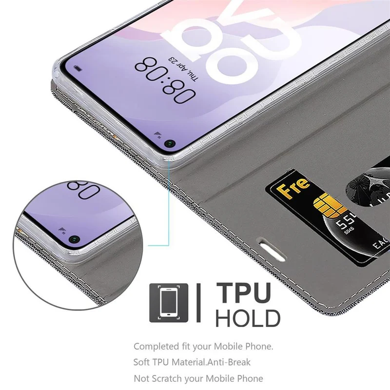 Cadorabo Hülle kompatibel mit Huawei NOVA 7 SE Schutzhülle mit Magnetverschluss, Standfunktion und Kartenfach