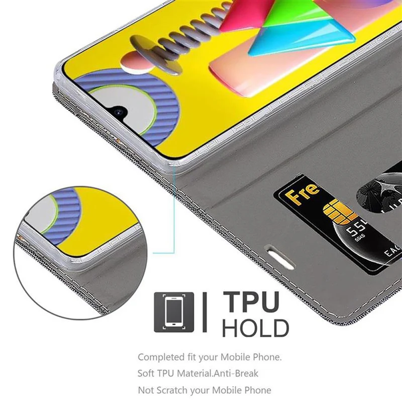 Cadorabo Hülle kompatibel mit Samsung Galaxy M31 Schutzhülle mit Magnetverschluss, Standfunktion und Kartenfach