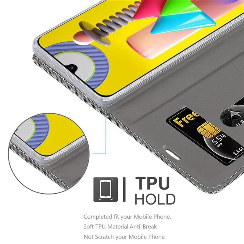 Cadorabo Hülle kompatibel mit Samsung Galaxy M31 Schutzhülle mit Magnetverschluss, Standfunktion und Kartenfach