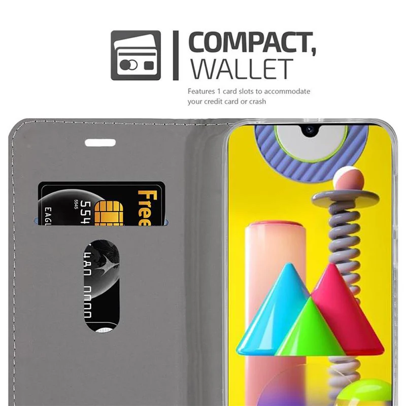 Cadorabo Hülle kompatibel mit Samsung Galaxy M31 Schutzhülle mit Magnetverschluss, Standfunktion und Kartenfach