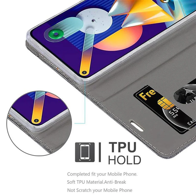Cadorabo Hülle kompatibel mit Samsung Galaxy A11 / M11 Schutzhülle mit Magnetverschluss, Standfunktion und Kartenfach