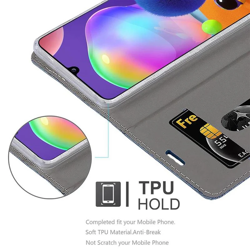 Cadorabo Hülle kompatibel mit Samsung Galaxy A31 Schutzhülle mit Magnetverschluss, Standfunktion und Kartenfach