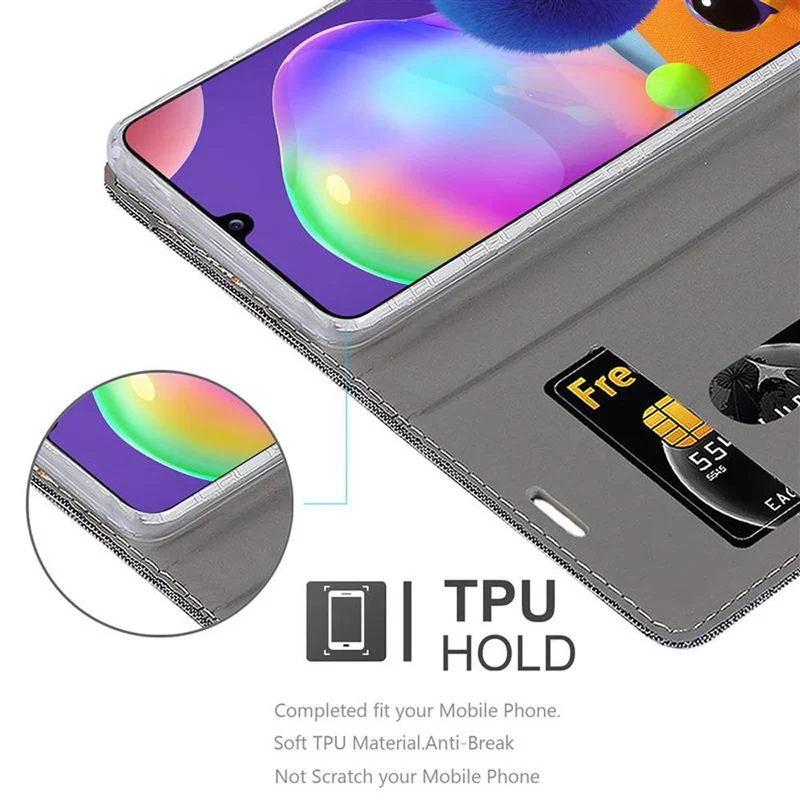 Cadorabo Hülle kompatibel mit Samsung Galaxy A31 Schutzhülle mit Magnetverschluss, Standfunktion und Kartenfach