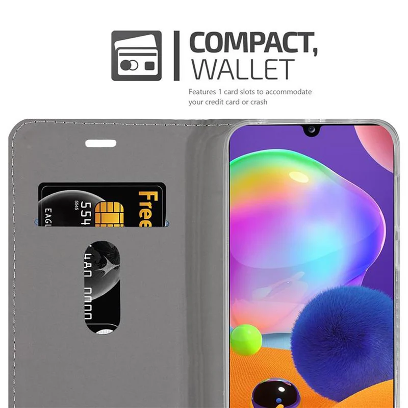 Cadorabo Hülle kompatibel mit Samsung Galaxy A31 Schutzhülle mit Magnetverschluss, Standfunktion und Kartenfach
