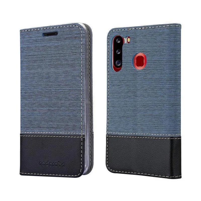 Cadorabo Hülle kompatibel mit Samsung Galaxy A21 Schutzhülle mit Magnetverschluss, Standfunktion und Kartenfach