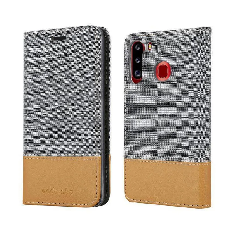 Cadorabo Hülle kompatibel mit Samsung Galaxy A21 Schutzhülle mit Magnetverschluss, Standfunktion und Kartenfach