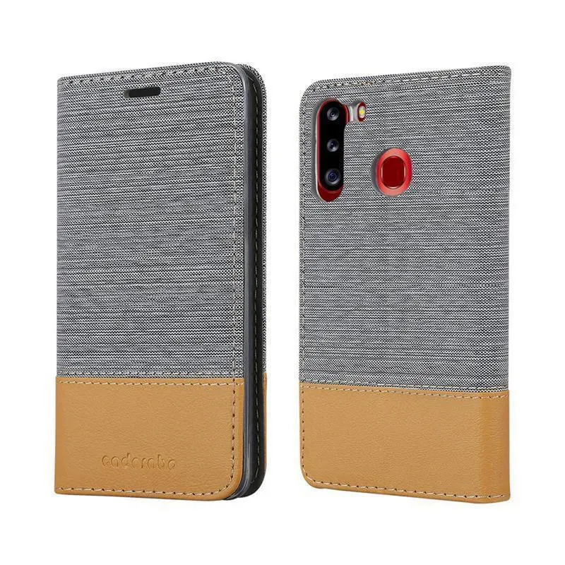 Cadorabo Hülle kompatibel mit Samsung Galaxy A21 Schutzhülle mit Magnetverschluss, Standfunktion und Kartenfach