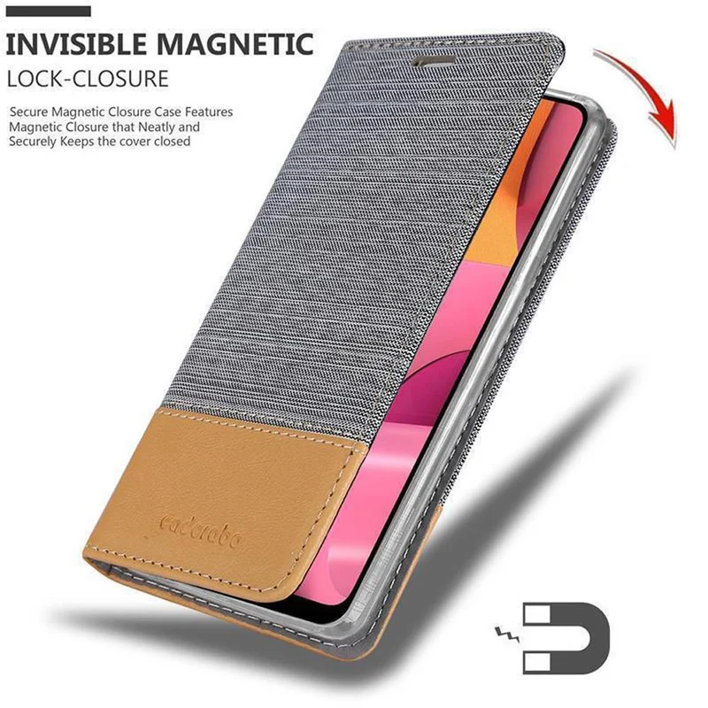 Cadorabo Hülle kompatibel mit Samsung Galaxy A21 Schutzhülle mit Magnetverschluss, Standfunktion und Kartenfach