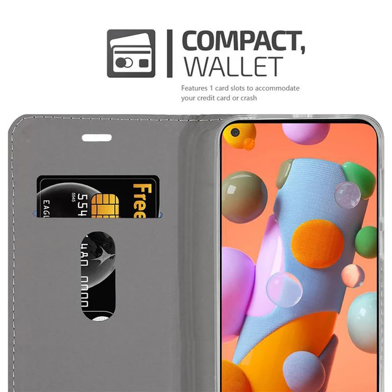 Cadorabo Hülle kompatibel mit Samsung Galaxy A11 / M11 Schutzhülle mit Magnetverschluss, Standfunktion und Kartenfach